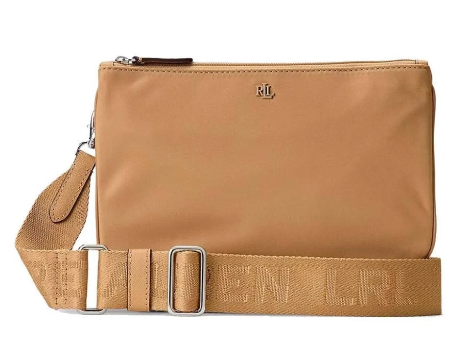Ralph Lauren Landyn Nylon Medium Dual Compartment Crossbody Bag Khaki Beige $175